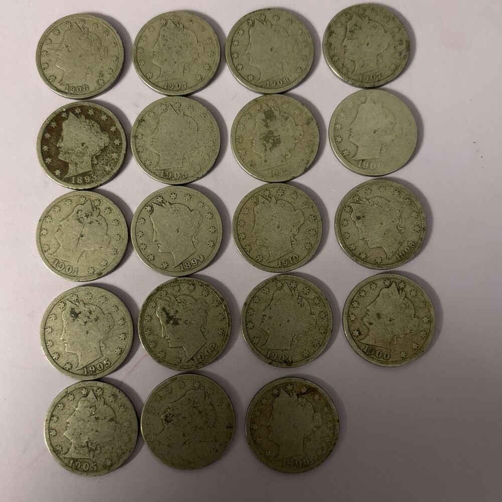 1890s 19 Liberty Head V Nickels US 5C Nickel Coin Lot